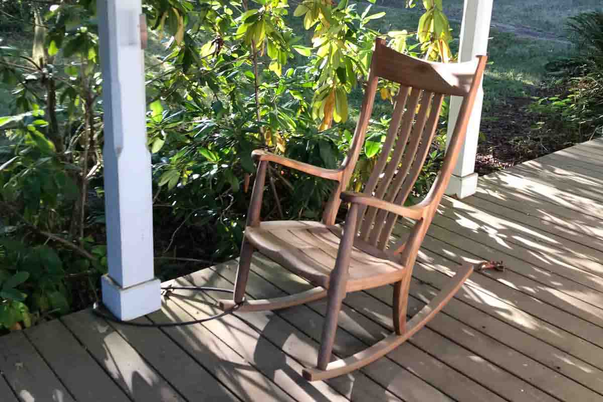 Porch rocker in low angle sun