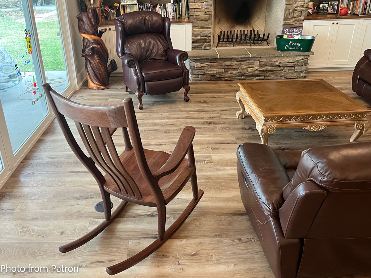 Walnut Rocking Chair in traditional living room