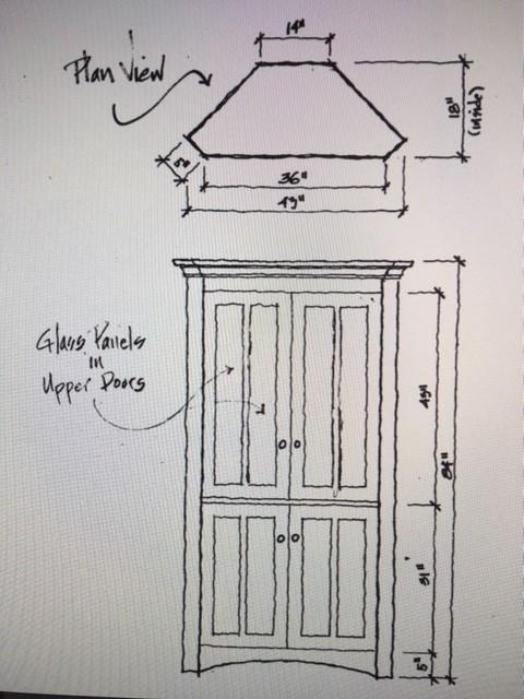 corner cabinet design sketch