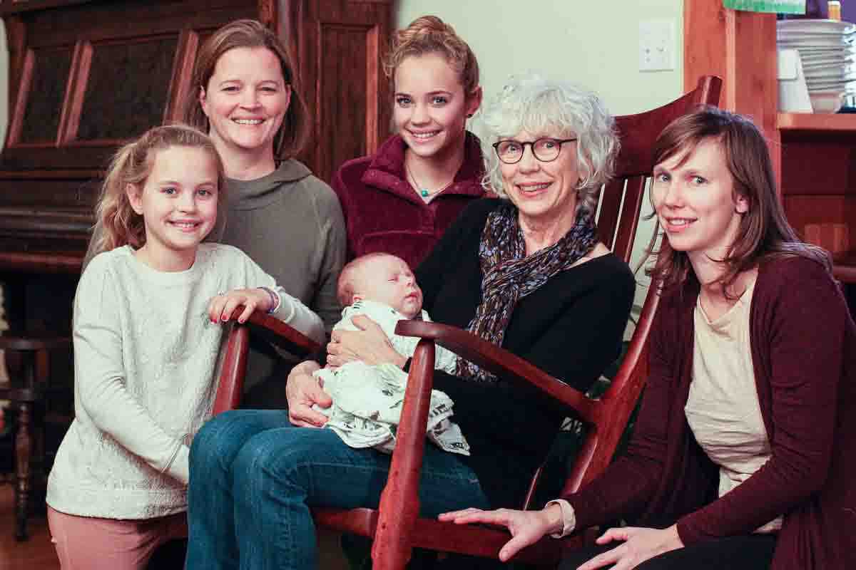 Weeks family women, baby, and rocker