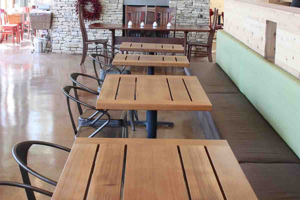 tables for the Leaning Pear Restaurant