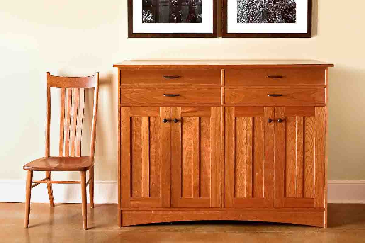 cherry buffet and dining chair