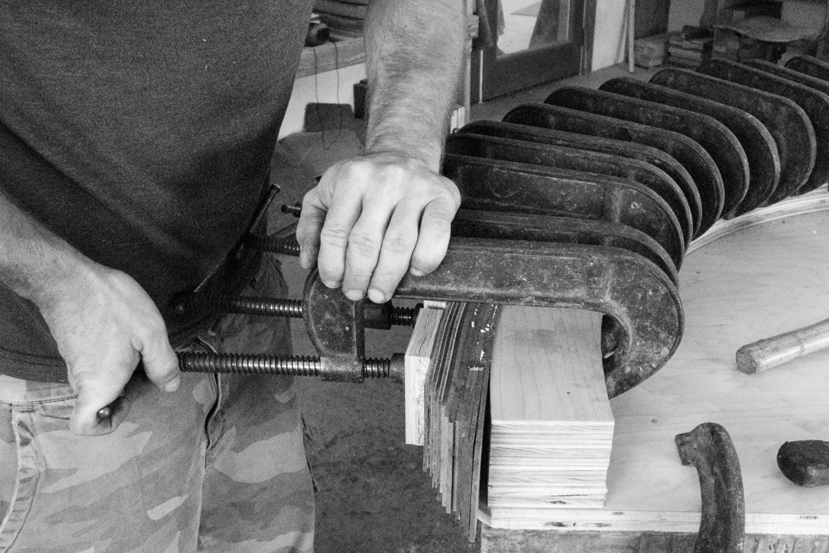 Hand tight, C-clamped, curved apron