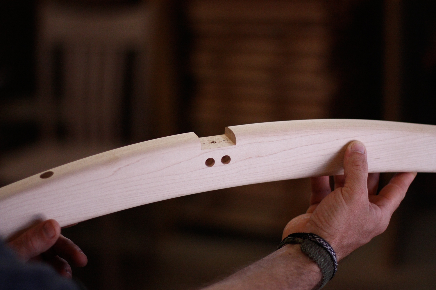 chair back leg showing notch