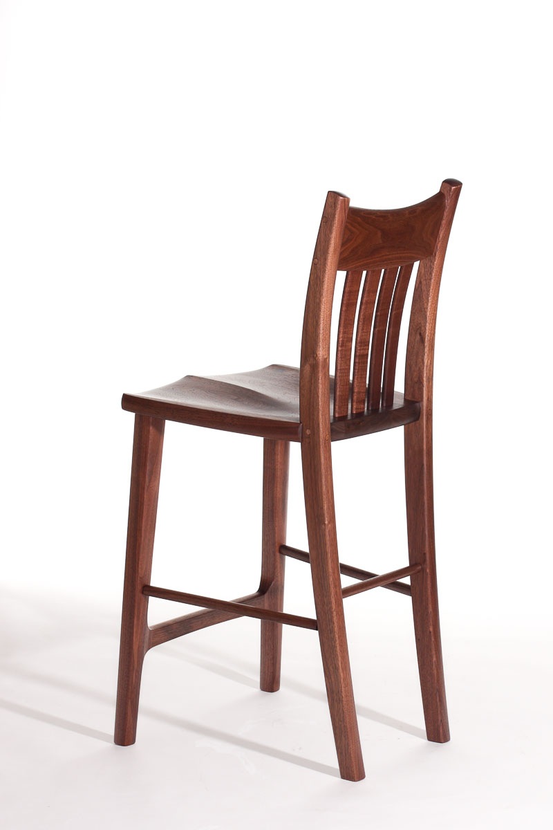 Heflin barstool, 24" seat height,  back quarter view
