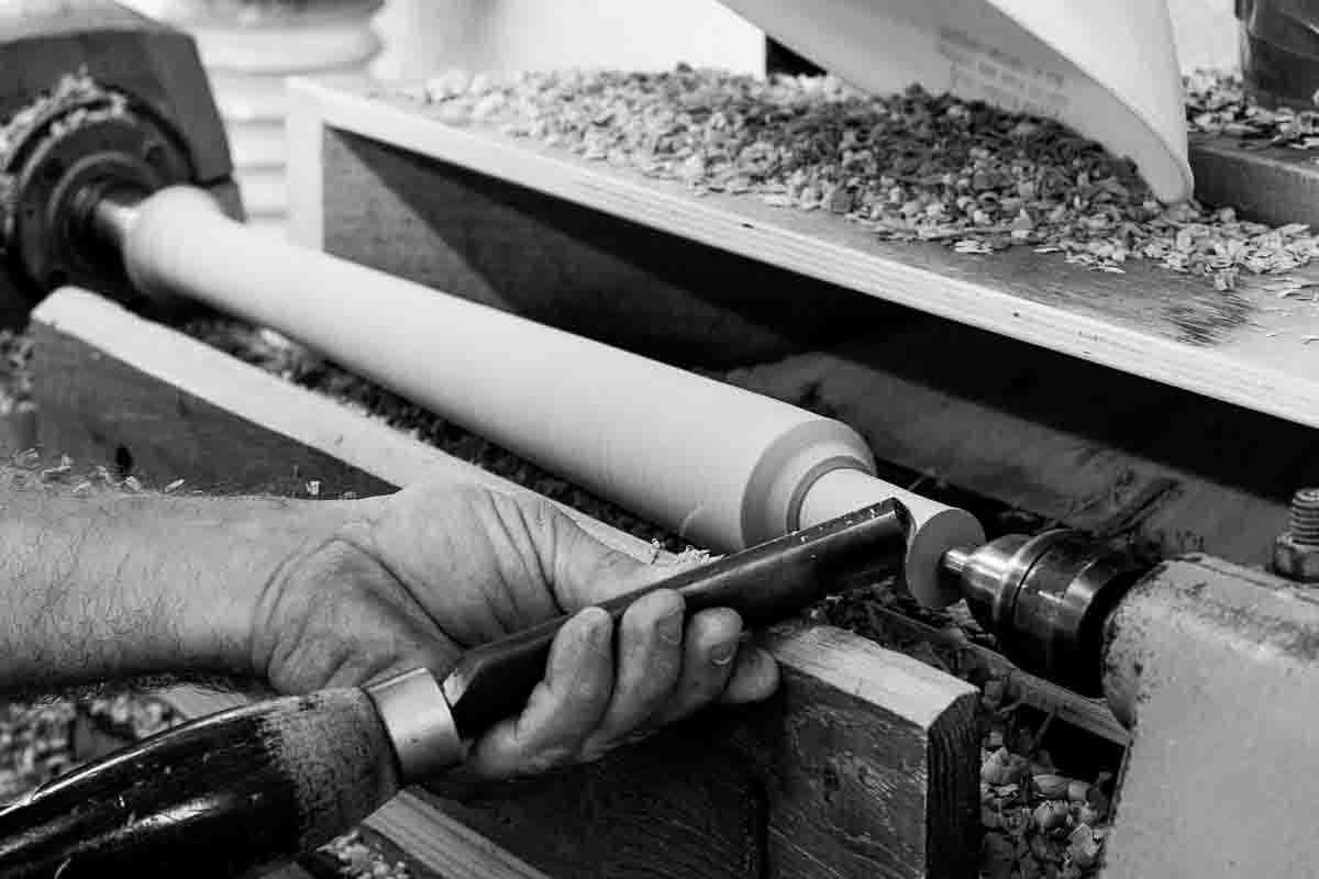 footstool leg on the lathe