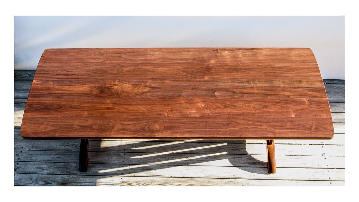 walnut dining table top in the sun