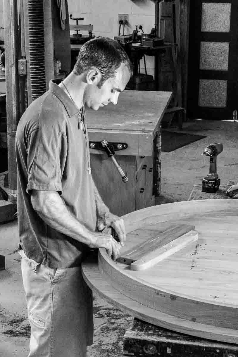 Austin assembling a table apron
