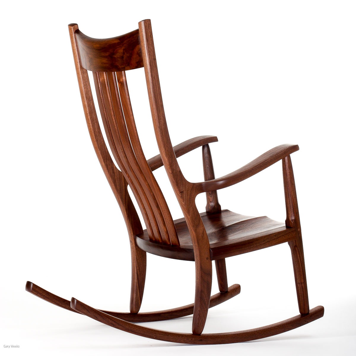 Walnut Rocking Chair, back quarter view