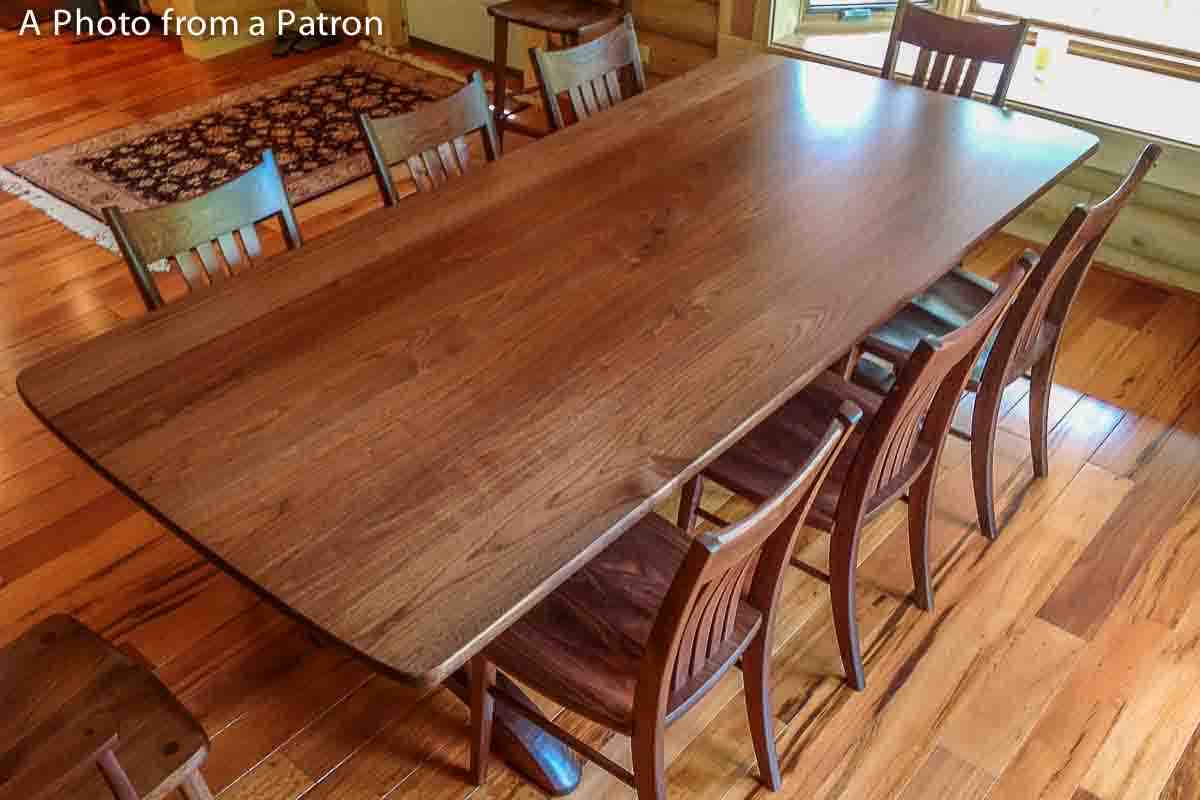 Williams chairs, trestle table, overhead view