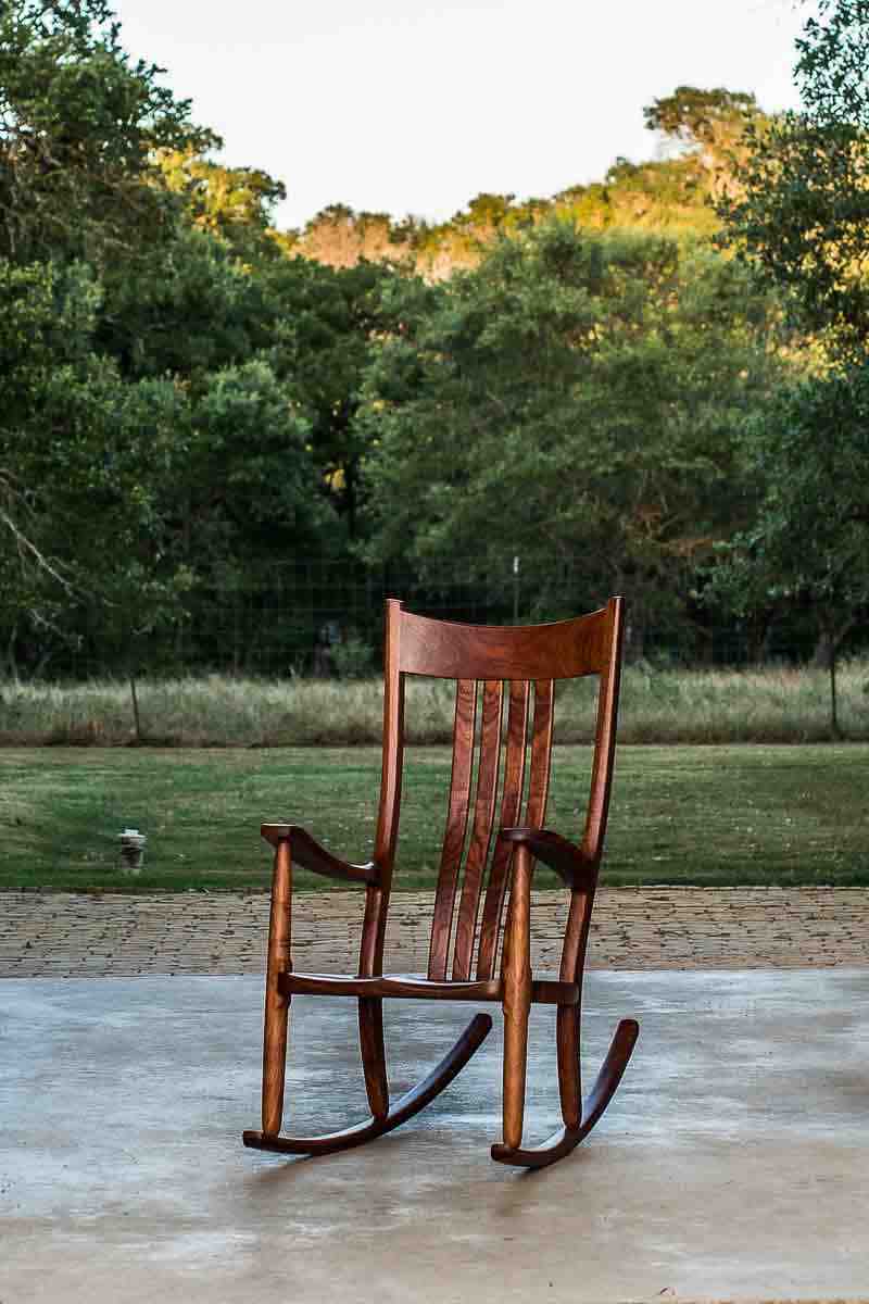 Texas mesquite rocker at sundown