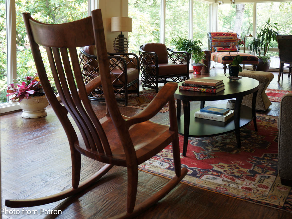 Walnut Rocking Chair in sunroom