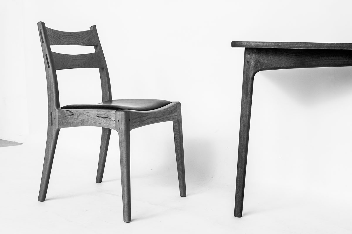 Webb Chair BW with prototype table leg