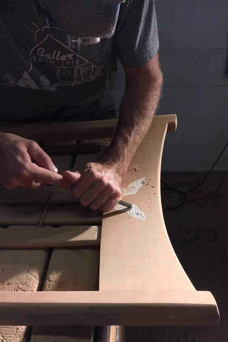 Carving Wings in Rocking Chair Crest