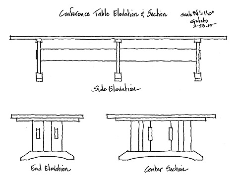 conference room table elevation drawing