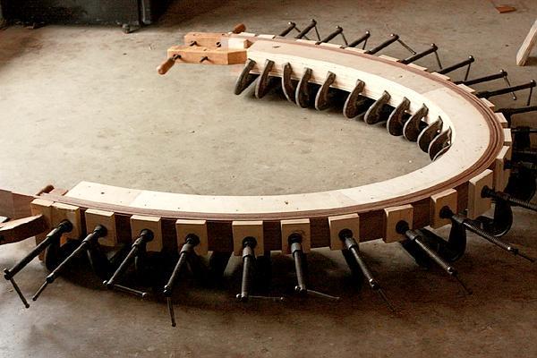 elliptical apron clamped to form