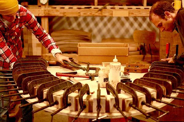 gluing up an elliptical table apron